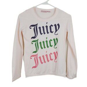 Juicy Couture Girls T Shirt Pink Long Sleeve Sz 10 Y2K NWOT Rhinestones Spellout